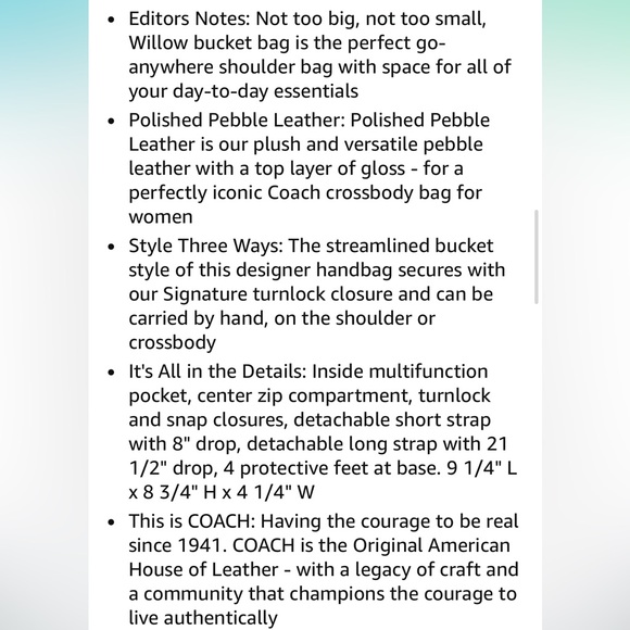 Coach Willow Bucket Bag in green/brass - Picture 6 of 8